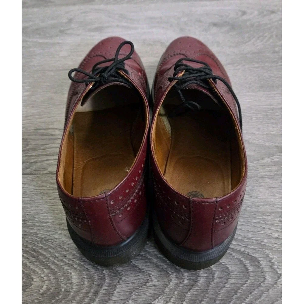 Dr Martens Mens Sz 10 Bordeaux Cherry Red Wingtip  Oxford Brogue Lace Up Shoes